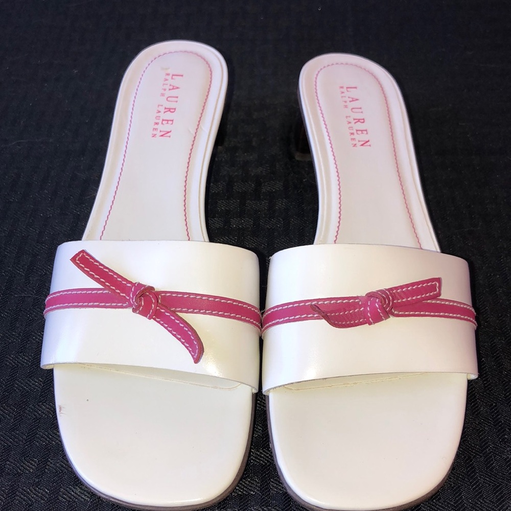 👠Lauren  Ridgeley White/Pink Sandals 8.5 EUC